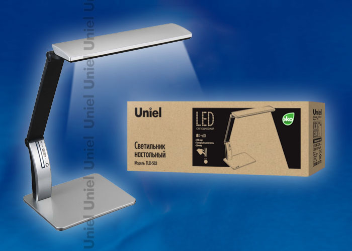 Настольная лампа Uniel TLD-503 Silver/LED/546Lm/5000K/Dimer/USB
