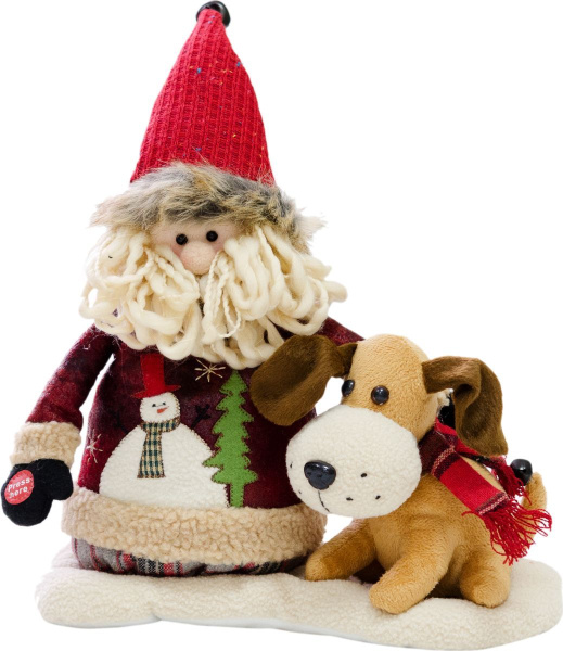 Интерьерная музыкальная игрушка Дед Мороз с собачкой YD160382 ESTRO